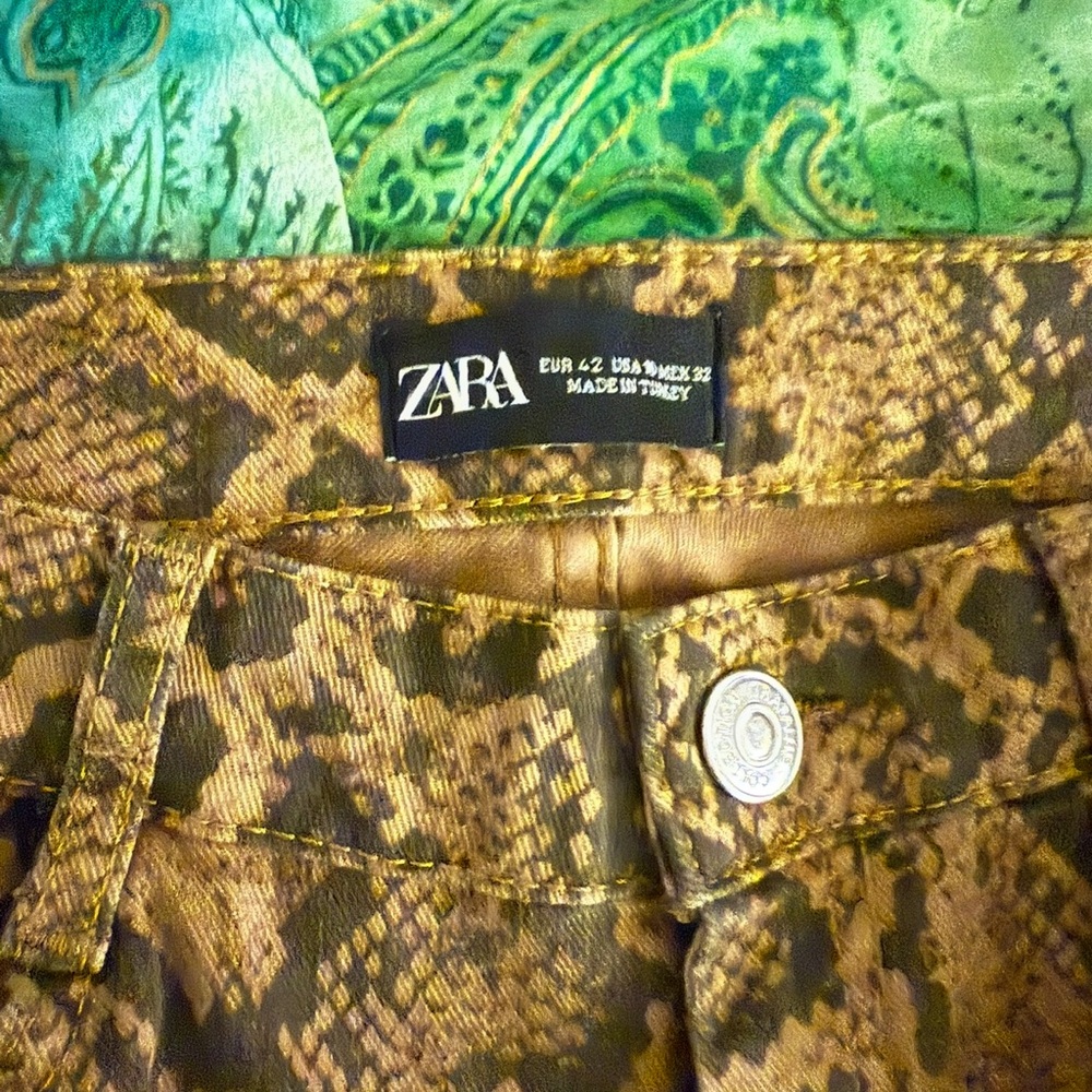 Zara Snake Print Jeans - Brown and Black